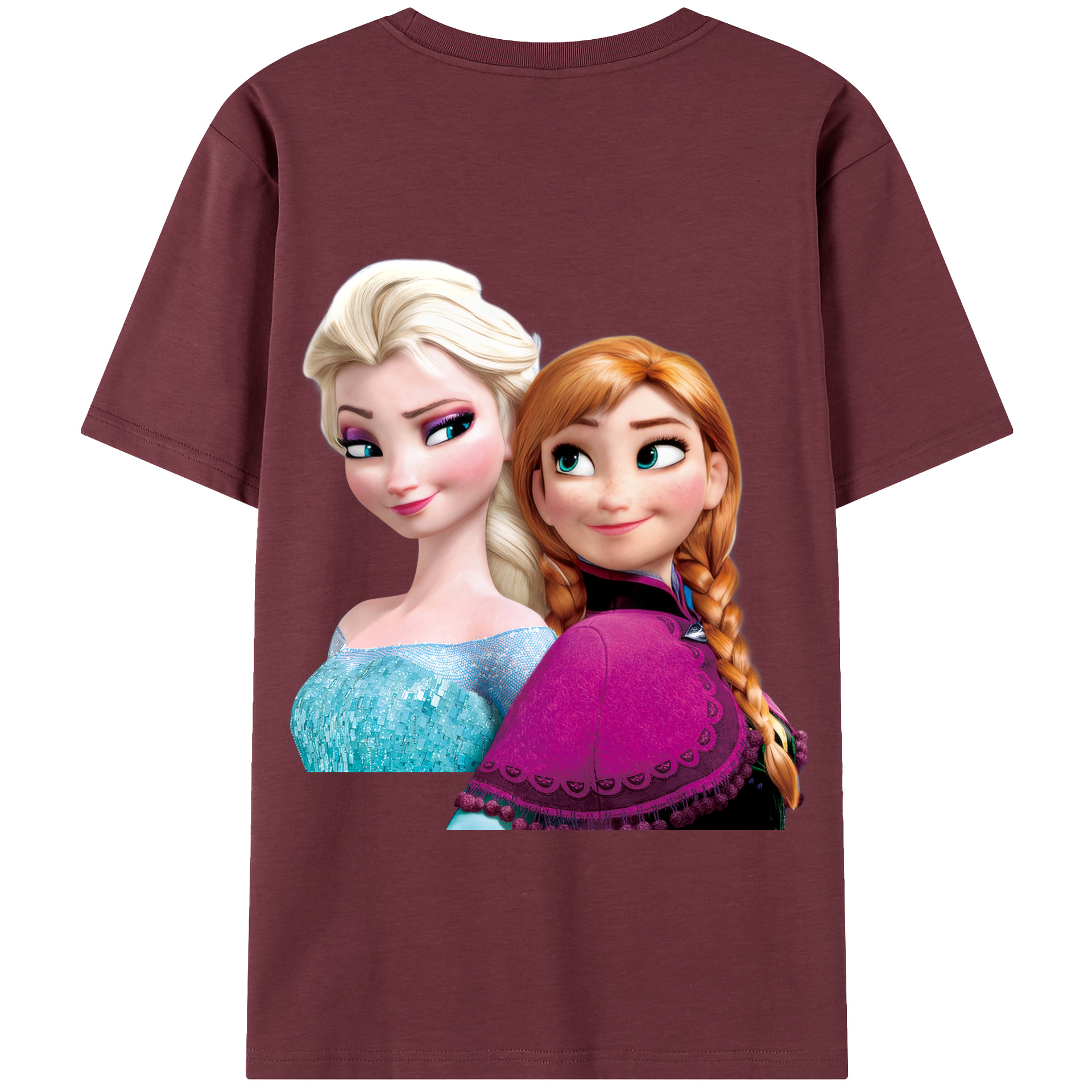 （画像用） アナと雪の女王 アンナ エルサ Frozen Anna Elsa 綿100％半袖Tシャツ（背面プリント）